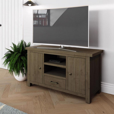 FWSTYLE 2 Door 1 Drawer Large Tv Unit Solid Reclaimed Natural Pine - image 1