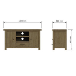 FWSTYLE 2 Door 1 Drawer Large Tv Unit Solid Reclaimed Natural Pine - thumbnail 4