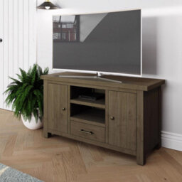FWSTYLE 2 Door 1 Drawer Large Tv Unit Solid Reclaimed Natural Pine - thumbnail 1