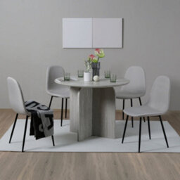 Asteria Dining Chairs Set Of 2 Upholstered Linen Fabric Beige Black Legs - thumbnail 4