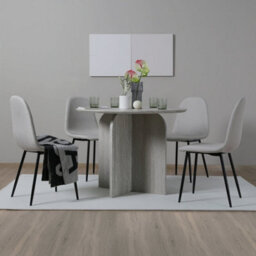 Asteria Dining Chairs Set Of 2 Upholstered Linen Fabric Beige Black Legs - thumbnail 3