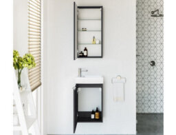 Impact Furniture Bathroom Mirror Cabinet Mirrored Wall Unit 400mm Cupboard Black Grey Ash Slimline Narrow Avir - thumbnail 8