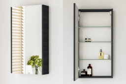 Impact Furniture Bathroom Mirror Cabinet Mirrored Wall Unit 400mm Cupboard Black Grey Ash Slimline Narrow Avir