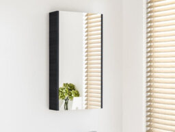 Impact Furniture Bathroom Mirror Cabinet Mirrored Wall Unit 400mm Cupboard Black Grey Ash Slimline Narrow Avir - thumbnail 2