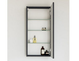 Impact Furniture Bathroom Mirror Cabinet Mirrored Wall Unit 400mm Cupboard Black Grey Ash Slimline Narrow Avir - thumbnail 5