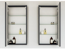Impact Furniture Bathroom Mirror Cabinet Mirrored Wall Unit 400mm Cupboard Black Grey Ash Slimline Narrow Avir - thumbnail 3