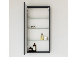 Impact Furniture Bathroom Mirror Cabinet Mirrored Wall Unit 400mm Cupboard Black Grey Ash Slimline Narrow Avir - thumbnail 4
