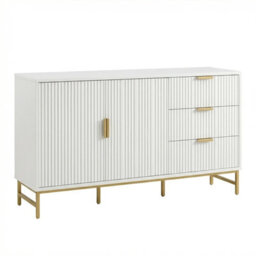 Sideboard Storage Cabinet With 3 Drawers & 2 Doors, Metal Leg Frame - thumbnail 4