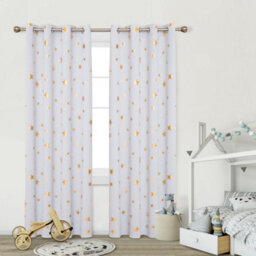 Deconovo Blackout Curtains, Thermal Gold Star Foil Printed, Eyelet Curtains For Nursery 52 X 63 Inch, Silver Grey, 2 Panels - thumbnail 1