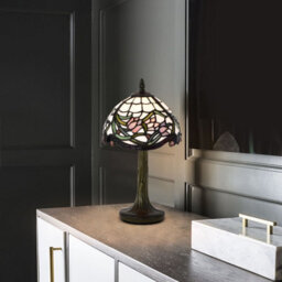 Belofay 8 Inches Elegant Floral Tiffany Table Lamps, Stained Glass Handmade Tiffany Vintage Bedside Table Lamps 13 Inches Height - thumbnail 4