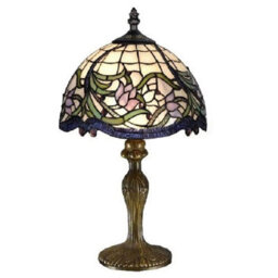Belofay 8 Inches Elegant Floral Tiffany Table Lamps, Stained Glass Handmade Tiffany Vintage Bedside Table Lamps 13 Inches Height - thumbnail 1
