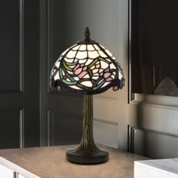 Belofay 8 Inches Elegant Floral Tiffany Table Lamps, Stained Glass Handmade Tiffany Vintage Bedside Table Lamps 13 Inches Height - thumbnail 3