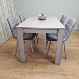 Kosy Koala Dining Table And 4 Chairs  Grey 4  Grey Velvet Chairs Wood Dining Set Furniture - thumbnail 3