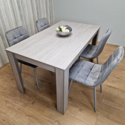 Kosy Koala Dining Table And 4 Chairs  Grey 4  Grey Velvet Chairs Wood Dining Set Furniture