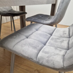 Kosy Koala Dining Table And 4 Chairs  Grey 4  Grey Velvet Chairs Wood Dining Set Furniture - thumbnail 2