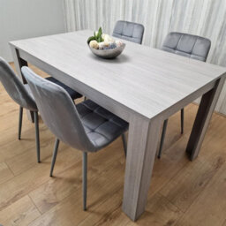 Kosy Koala Dining Table And 4 Chairs  Grey 4  Grey Velvet Chairs Wood Dining Set Furniture - thumbnail 9