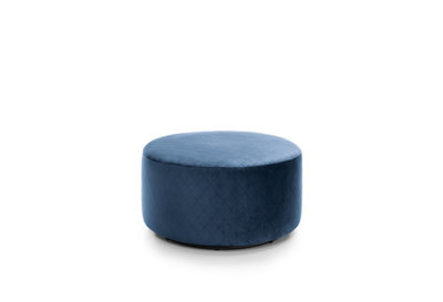 Abakus Direct Chicago Velvet Quilted Swivel Footstool In Dark Blue - image 1