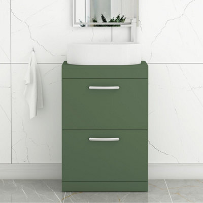 Royal Bathrooms Turin 800mm Freestanding Bathroom Vanity Unit With Sink 2 Drawer Matt Green & Peak Countertop Basin - image 1
