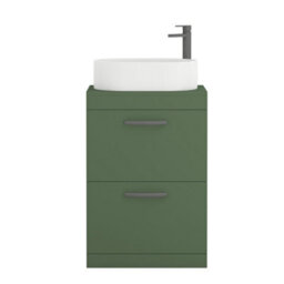 Royal Bathrooms Turin 800mm Freestanding Bathroom Vanity Unit With Sink 2 Drawer Matt Green & Peak Countertop Basin - thumbnail 5