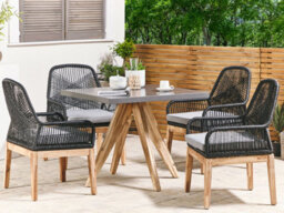 Beliani Garden Dining Set 4 Seater Olbia With Cushions Concrete Black - thumbnail 2