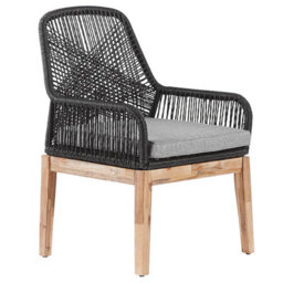 Beliani Garden Dining Set 4 Seater Olbia With Cushions Concrete Black - thumbnail 4