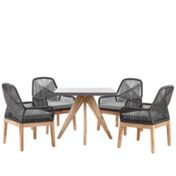 Beliani Olbia 4 Seater Garden Dining Set Black Concrete With Cushions