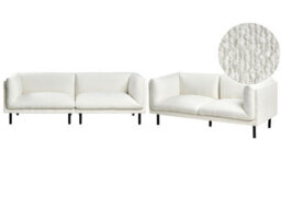 Wyld And Coco Novasofas 5-Seater Off-White Boucle Sofa Set With Metal Legs - 2+3 Configuration, Modern - thumbnail 3