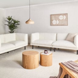 Wyld And Coco Novasofas 5-Seater Off-White Boucle Sofa Set With Metal Legs - 2+3 Configuration, Modern - thumbnail 2