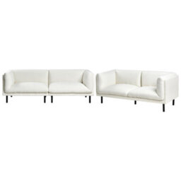 Wyld And Coco Novasofas 5-Seater Off-White Boucle Sofa Set With Metal Legs - 2+3 Configuration, Modern - thumbnail 5