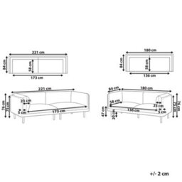 Wyld And Coco Novasofas 5-Seater Off-White Boucle Sofa Set With Metal Legs - 2+3 Configuration, Modern - thumbnail 4