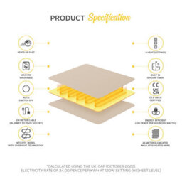 Monhouse Heated Throw - Electric Blanket - Digital Controller - 9Hr Timer, 9 Heat Settings - Double 150X180Cm - Beige Shearling - thumbnail 2