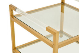 Orsina Matte Gold 2 Tier End Table, Modern Art Deco Style, Glass Shelves And Durable Stainless Steel Construction - thumbnail 6