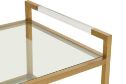 Orsina Matte Gold 2 Tier End Table, Modern Art Deco Style, Glass Shelves And Durable Stainless Steel Construction - thumbnail 4