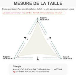 Beige 3X3X3M Triangular Shade Sail 95% Uv Protection Waterproof - thumbnail 4