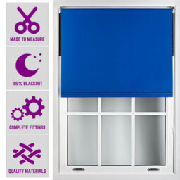 Furnished Blackout Blind With Diamante Braiding Free Cut Service - Blue (W)120Cm X (L)165Cm