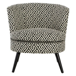 Orsina Round Black And White Round Armchair, Accent Chair For Living Room, Accent Lounge Chair For Home - thumbnail 1