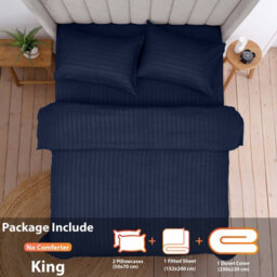 Aspire Homeware Navy Duvet Cover Complete Set, Reversible Modern Bedding Set, King (L)220Cm X (W)230Cm - thumbnail 2