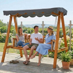 Outsunny 3 Seater Garden Swing Seat With Canopy, Dark Grey - thumbnail 8