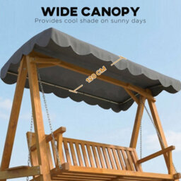 Outsunny 3 Seater Garden Swing Seat With Canopy, Dark Grey - thumbnail 4