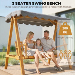 Outsunny 3 Seater Garden Swing Seat With Canopy, Dark Grey - thumbnail 6