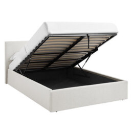 Teddy Boucle 4Ft Small Double Gas Lift Up Ottoman Storage Bedframe (H: 88.5Cm X W: 138Cm X L: 203Cm) (White) - thumbnail 3