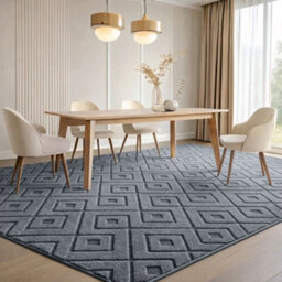 Moonlight Bedding Grey Geometric Rug 160X230Cm, Washable Non-Slip Soft High Low Pile Living Room Carpet - thumbnail 1
