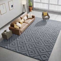 Moonlight Bedding Grey Geometric Rug 160X230Cm, Washable Non-Slip Soft High Low Pile Living Room Carpet - thumbnail 4