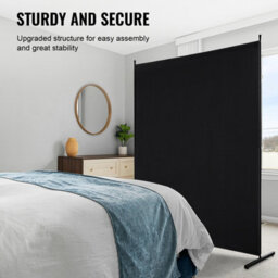 Vevor Single Panel Room Divider, 6Ft Freestanding Privacy Screen Indoor For Office Bedroom, Black - thumbnail 4