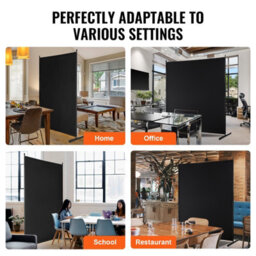 Vevor Single Panel Room Divider, 6Ft Freestanding Privacy Screen Indoor For Office Bedroom, Black - thumbnail 6