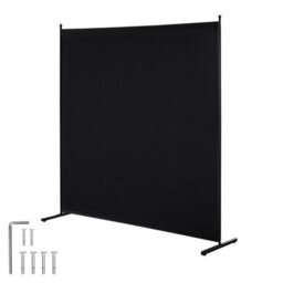 Vevor Single Panel Room Divider, 6Ft Freestanding Privacy Screen Indoor For Office Bedroom, Black - thumbnail 1