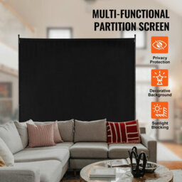 Vevor Single Panel Room Divider, 6Ft Freestanding Privacy Screen Indoor For Office Bedroom, Black - thumbnail 2