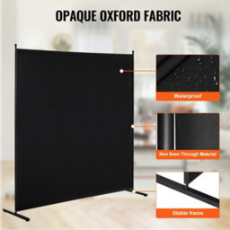 Vevor Single Panel Room Divider, 6Ft Freestanding Privacy Screen Indoor For Office Bedroom, Black - thumbnail 3