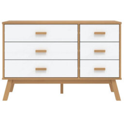 Berkfield Drawer Cabinet Olden White And Brown Solid Wood Pine - thumbnail 7