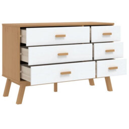 Berkfield Drawer Cabinet Olden White And Brown Solid Wood Pine - thumbnail 6